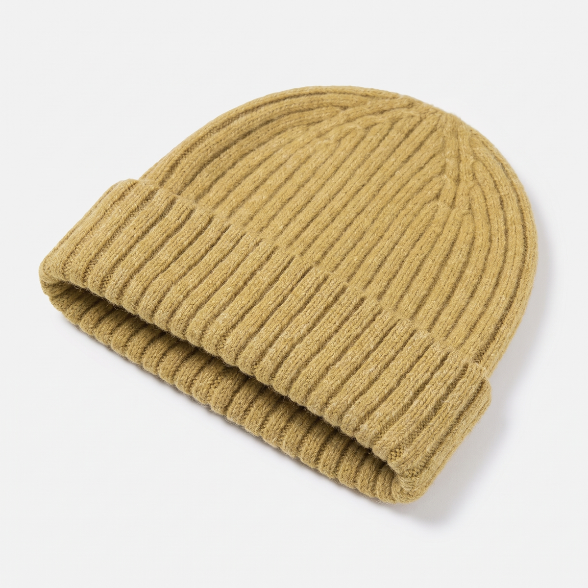 Men's Chunky Ribbed Knit Beanie with Fold Over Cuff