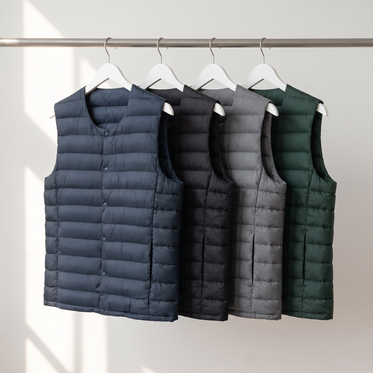 Men's Lightweight Down Vest Snap Front Sleeveless