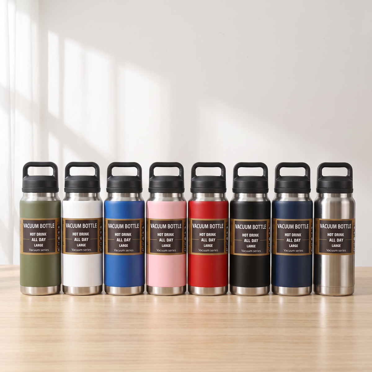 Insulated Stainless Steel Water Bottle with Carry Handle and Wide Mouth