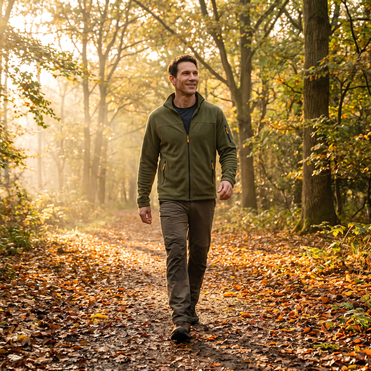 Men's Full Zip Fleece Jacket with Stand Collar and Pockets