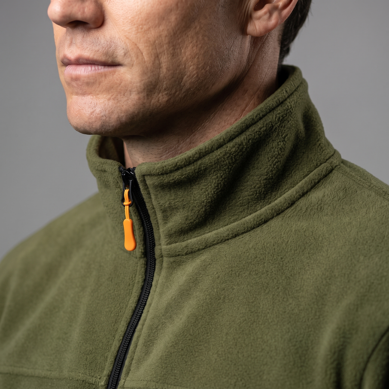 Men's Zip Up Fleece Jacket with Sleeve Pocket