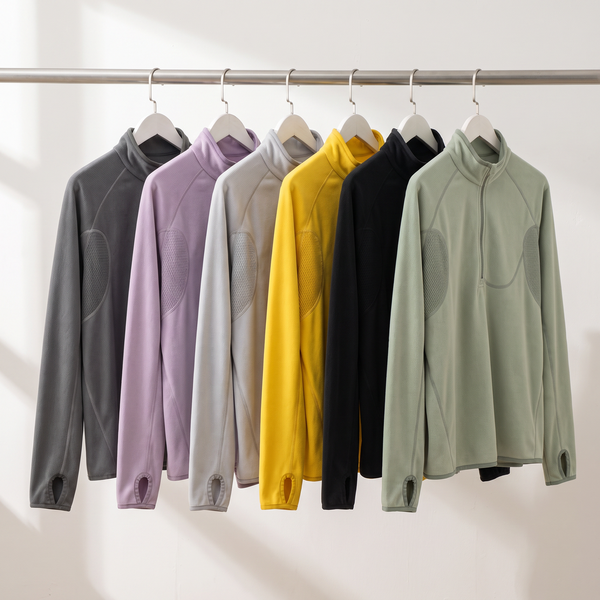 Men's Half Zip Fleece Pullover with Thumbhole Cuffs