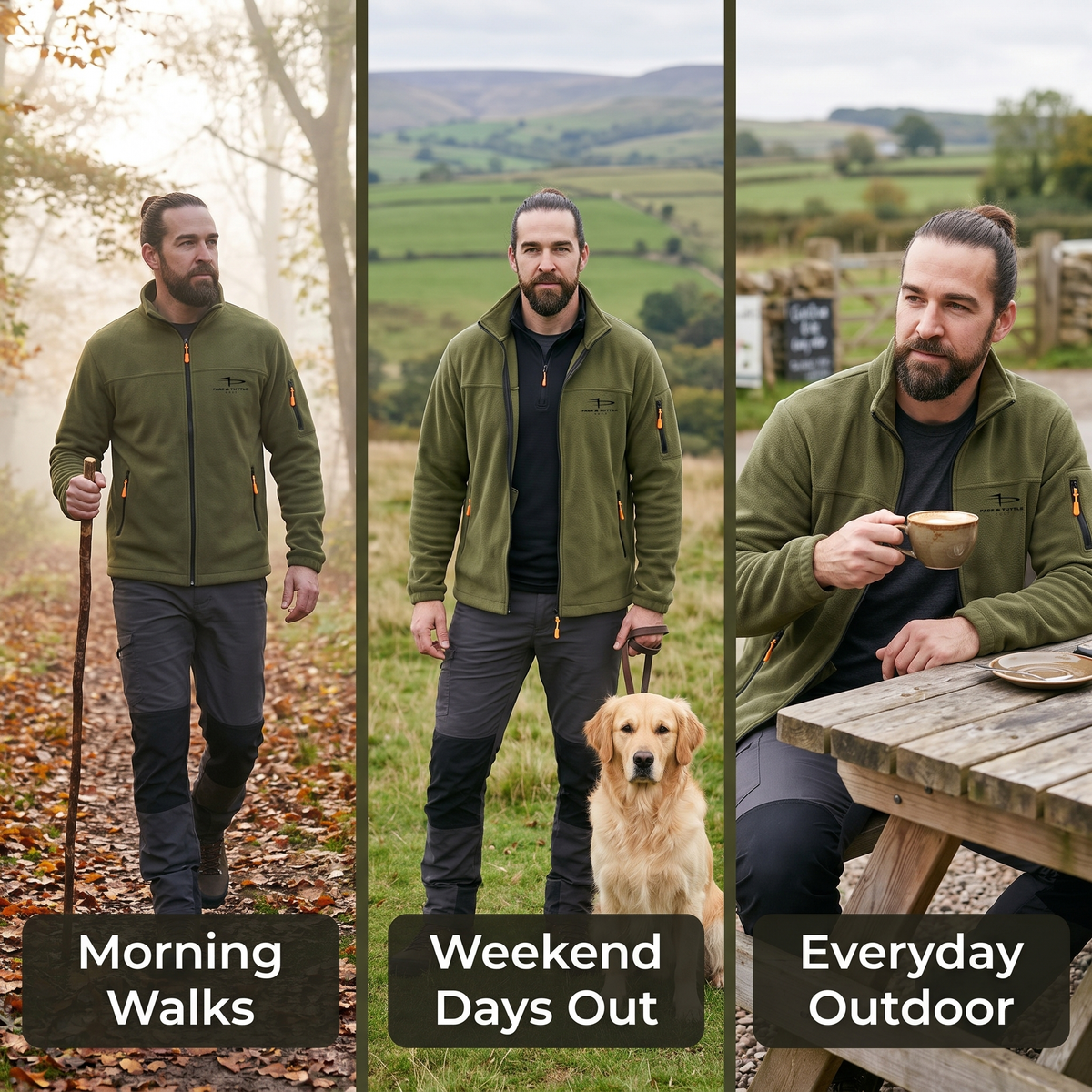 Men's Zip Up Fleece Jacket with Sleeve Pocket