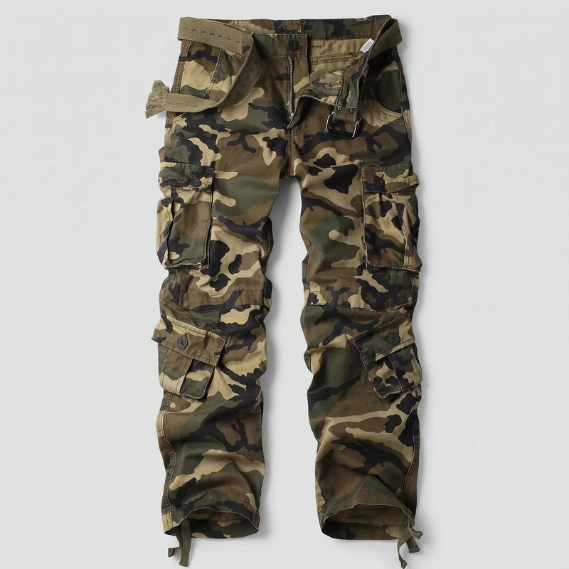 Men's Camo Cargo Pants With Multi Pockets And Zip Fly Relaxed Fit