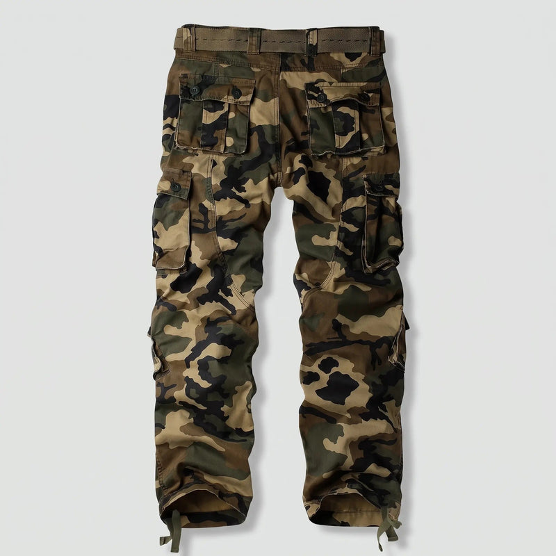 Men's Camo Cargo Pants With Multi Pockets And Zip Fly Relaxed Fit