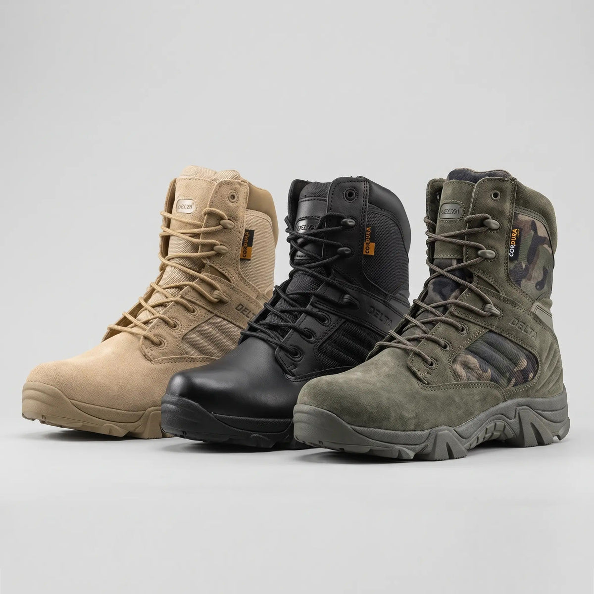 Men's High Top Tactical Combat Boots with Inside Zip and Lug Sole
