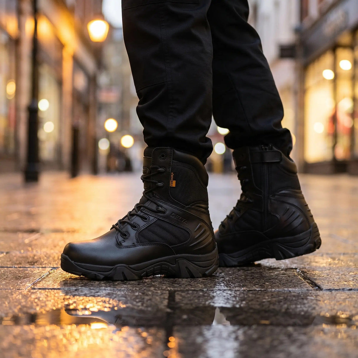 Men's High Top Tactical Combat Boots with Inside Zip and Lug Sole