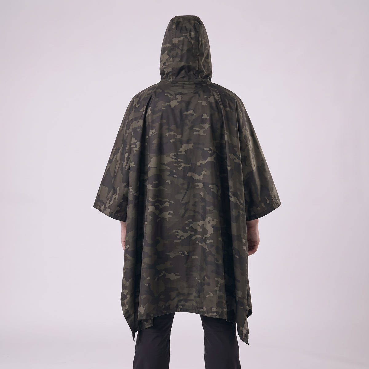 Men's Camouflage Waterproof Rain Poncho with Hood and Drawstring