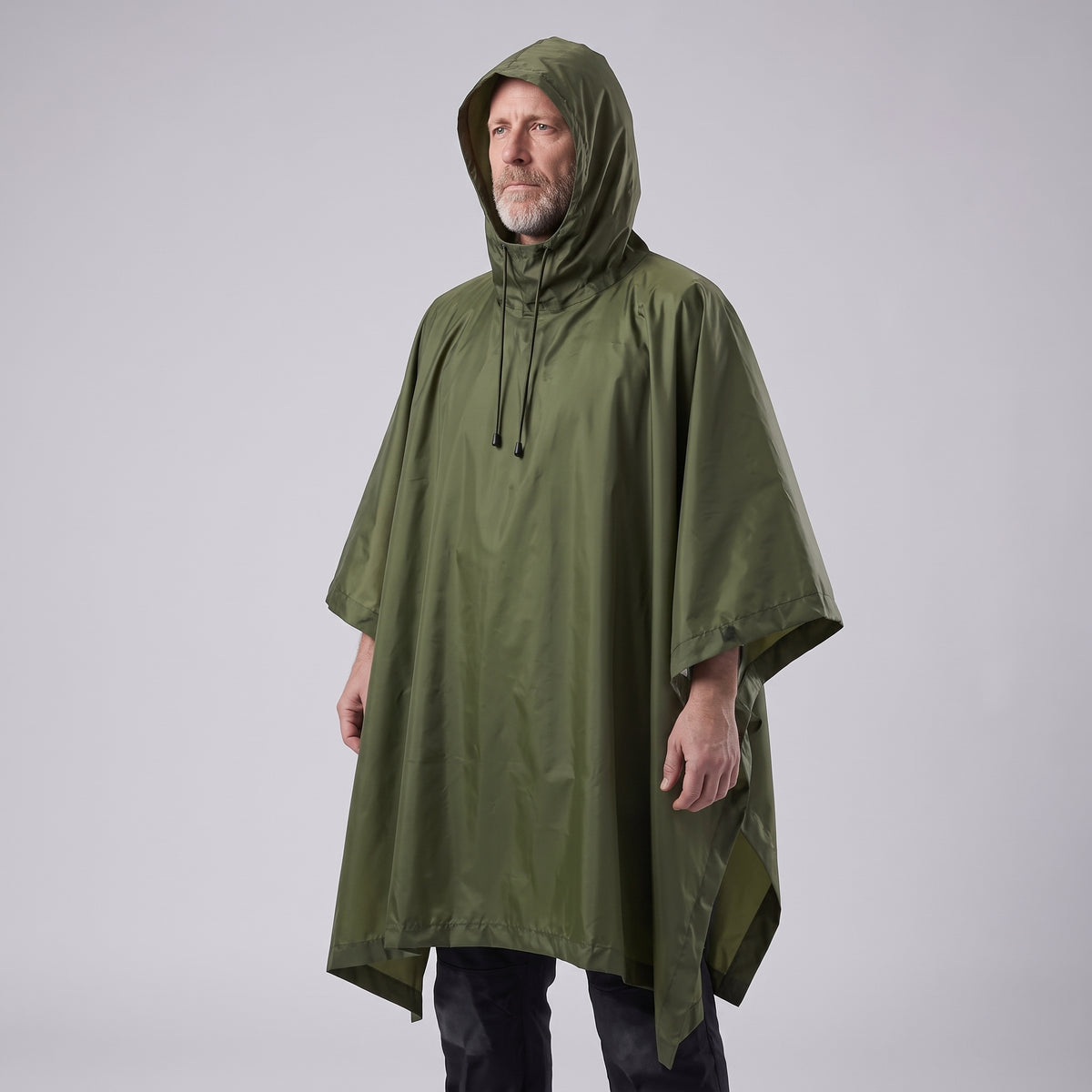 Men's Camouflage Waterproof Rain Poncho with Hood and Drawstring