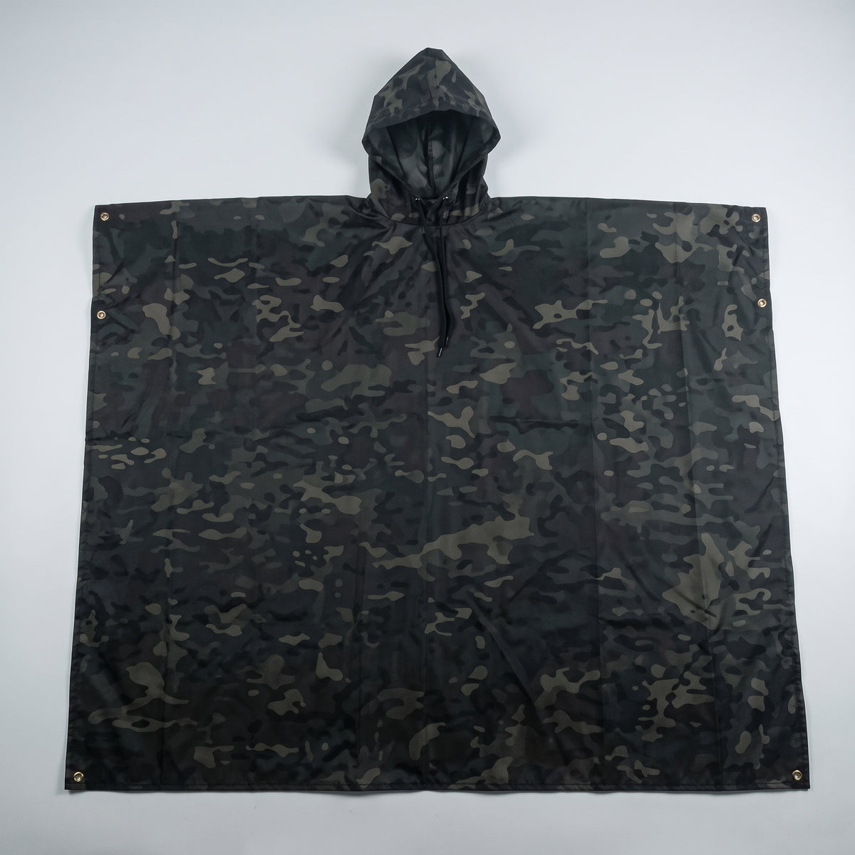 Men's Camouflage Waterproof Rain Poncho with Hood and Drawstring