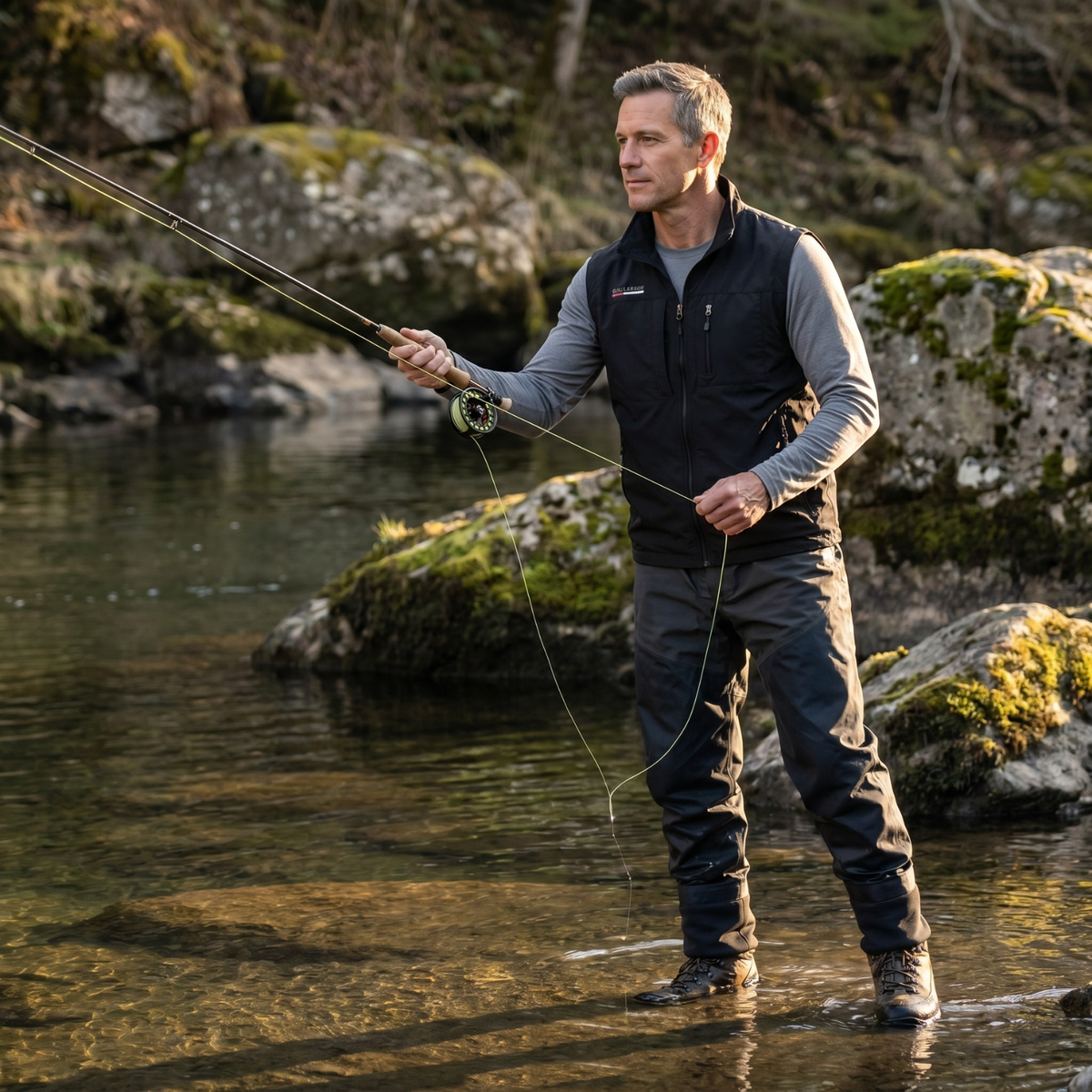 Men's Lightweight Outdoor Vest With Six Pockets And High Collar