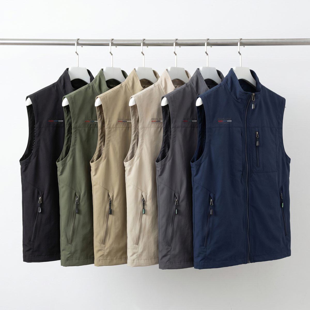 Men's Lightweight Outdoor Vest With Six Pockets And High Collar