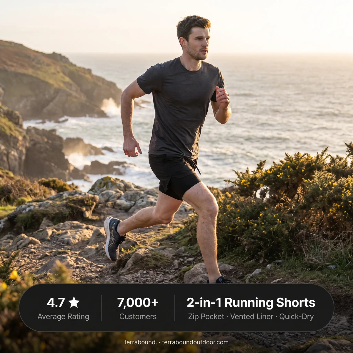 Men's 2 In 1 Running Shorts With Compression Liner And Phone Pocket