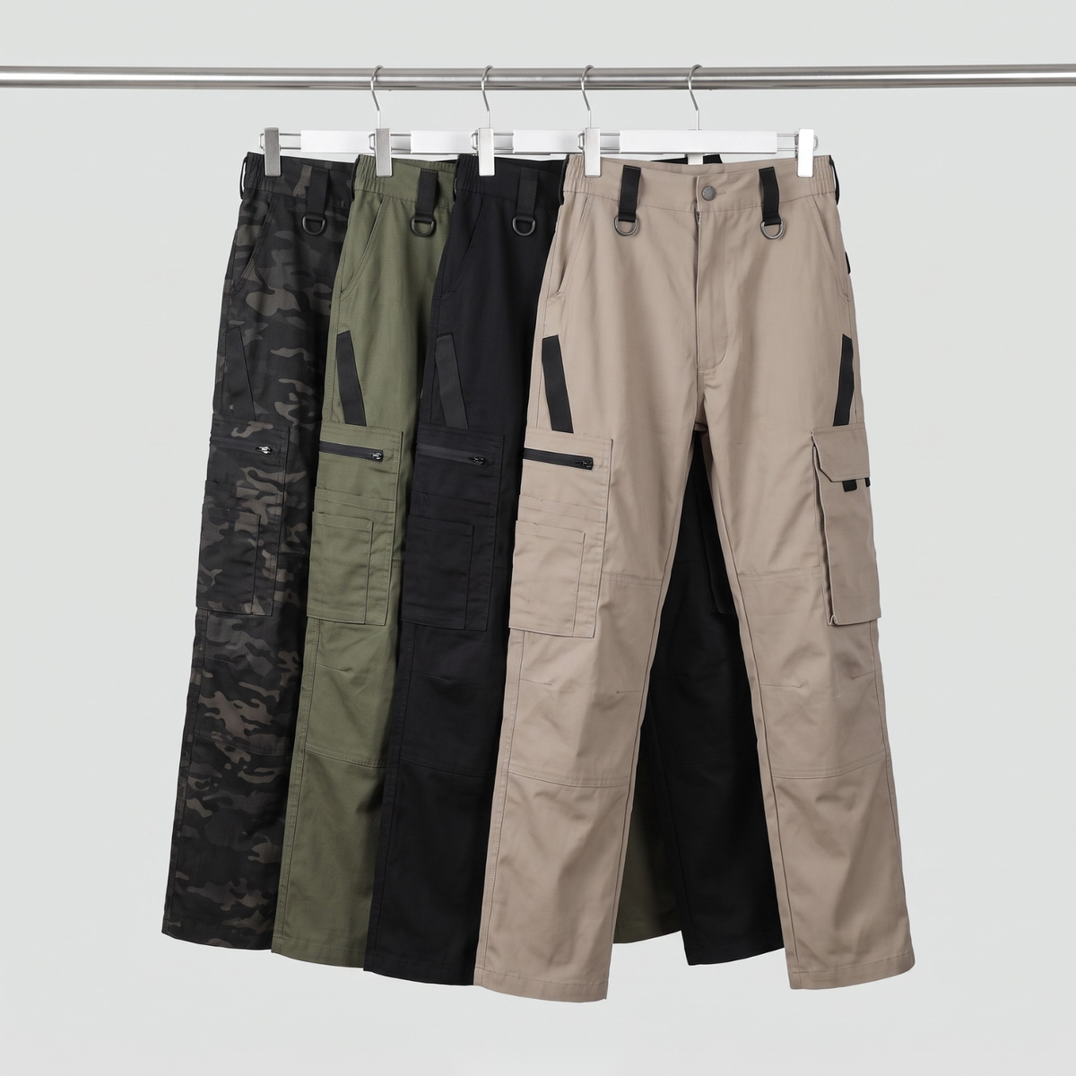 Men’s Water-Resistant Tactical Cargo Pants with Multiple Pockets and Regular Fit