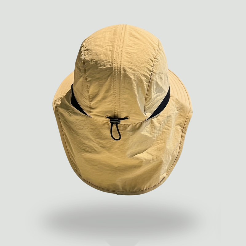 Men's Wide Brim Sun Hat with Neck Flap and Chin Strap