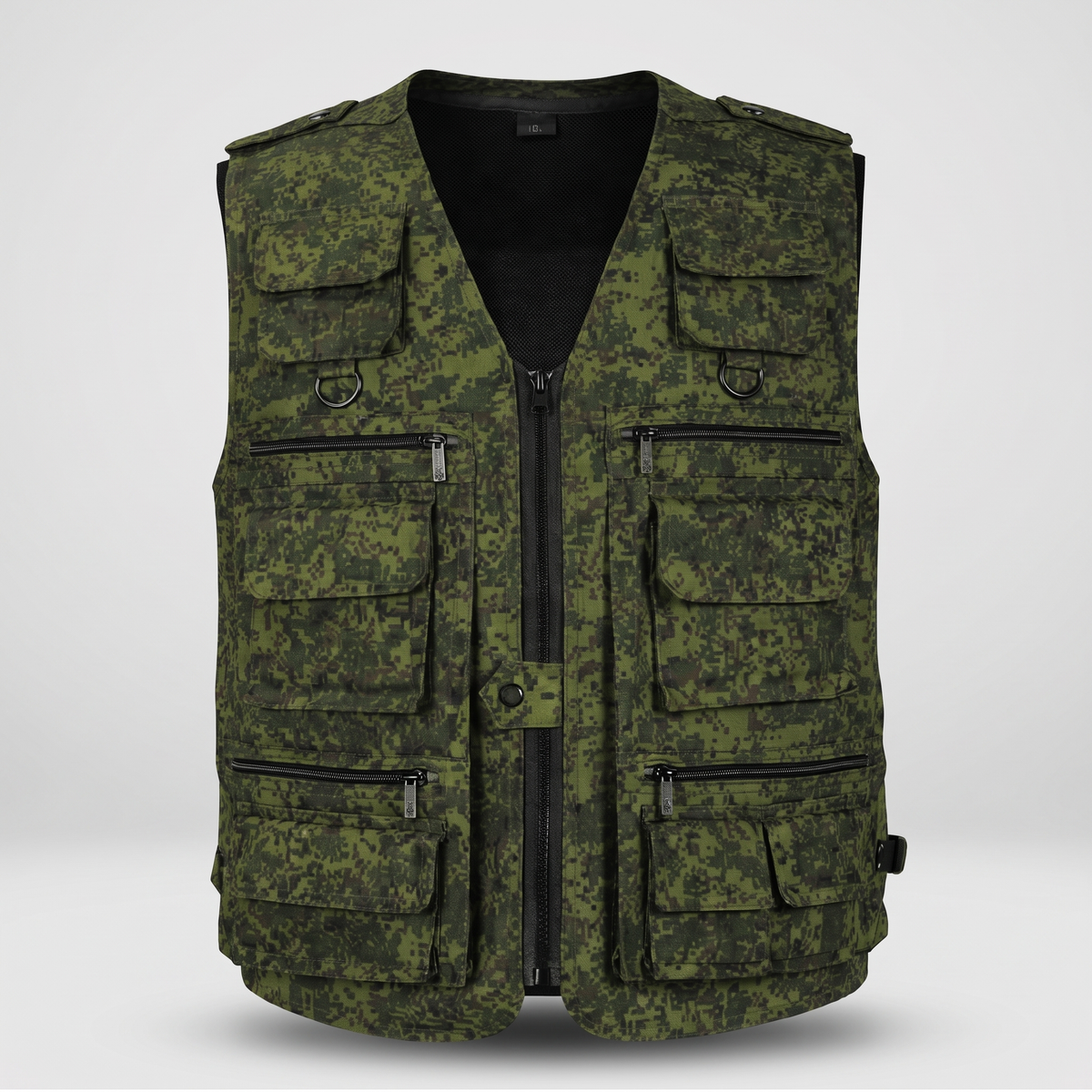 Men's Camo Utility Vest With Multi Zip And Flap Pockets