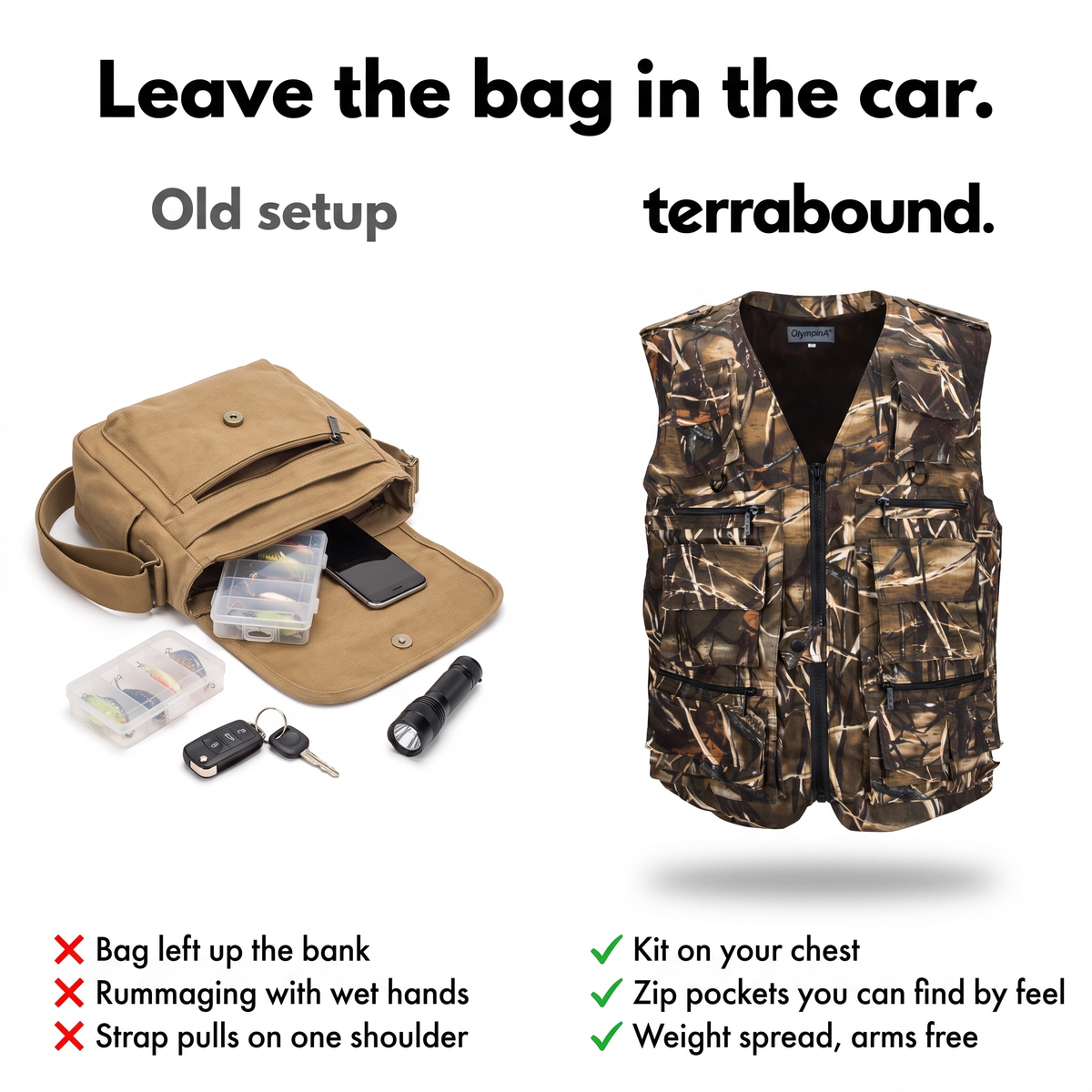 Men's Camo Utility Vest With Multi Zip And Flap Pockets