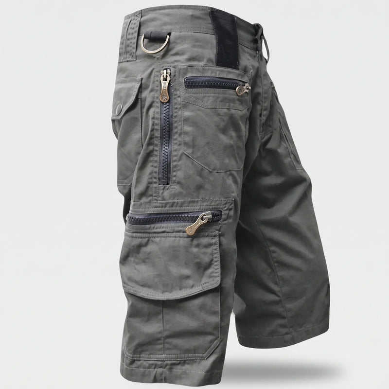 Men's Knee Length Cargo Shorts With Zip Pockets And D Ring Belt Loop