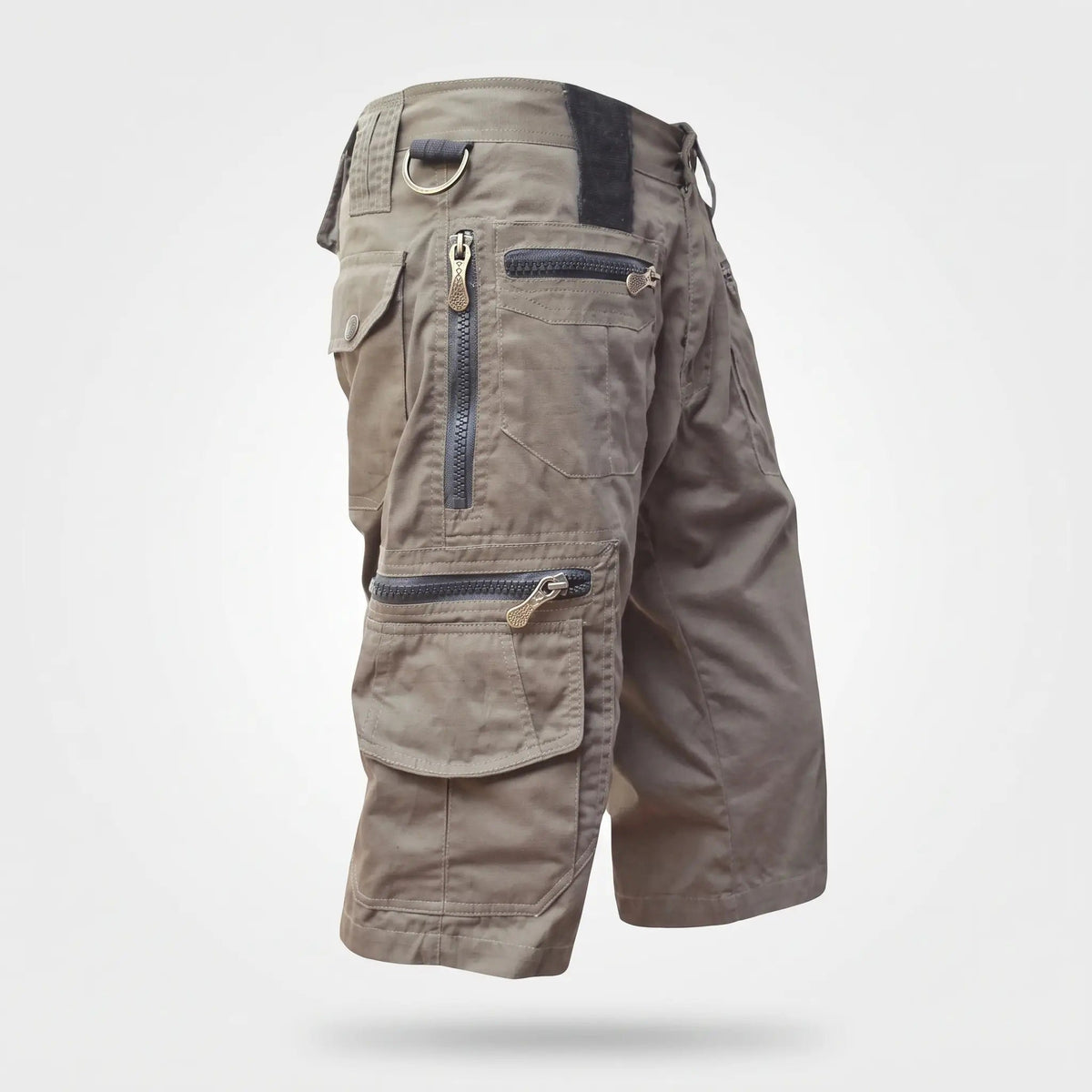 Men's Knee Length Cargo Shorts With Zip Pockets And D Ring Belt Loop