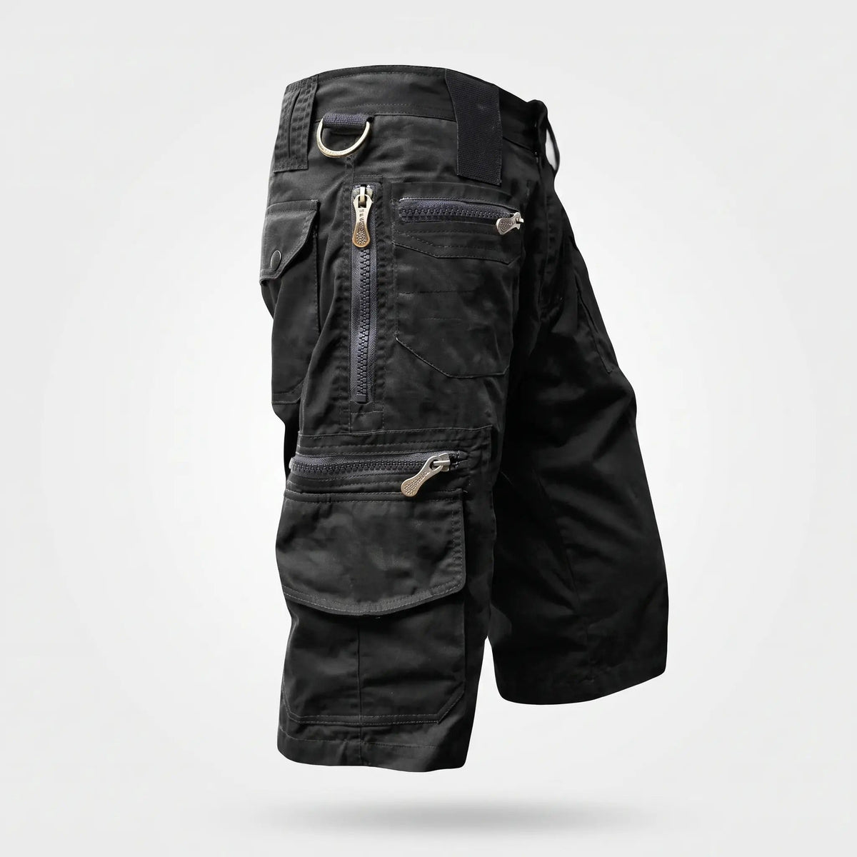 Men's Knee Length Cargo Shorts With Zip Pockets And D Ring Belt Loop