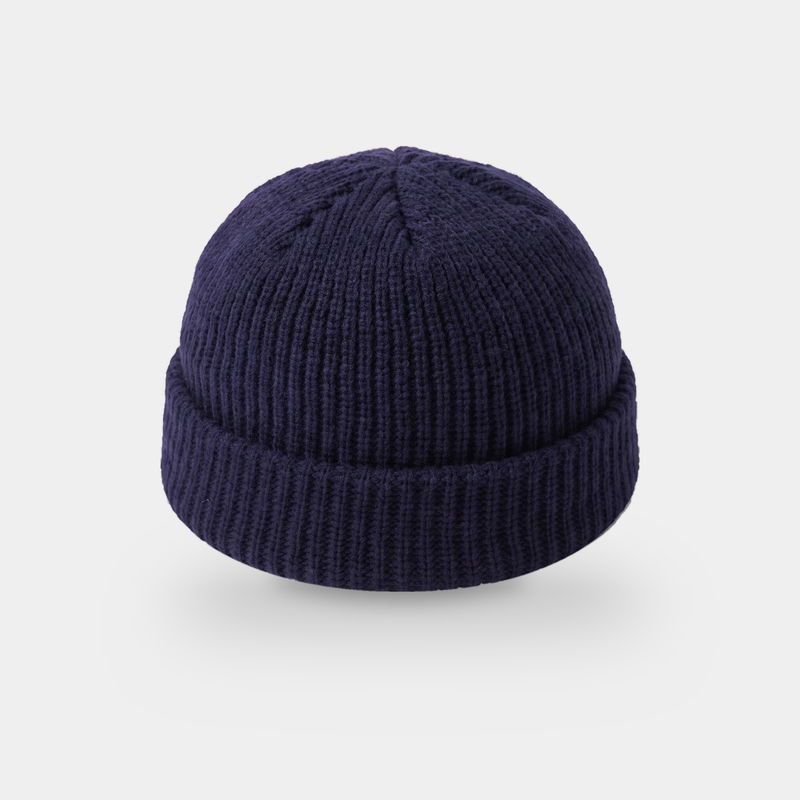 Men's Short Fisherman Beanie with Chunky Rib Knit