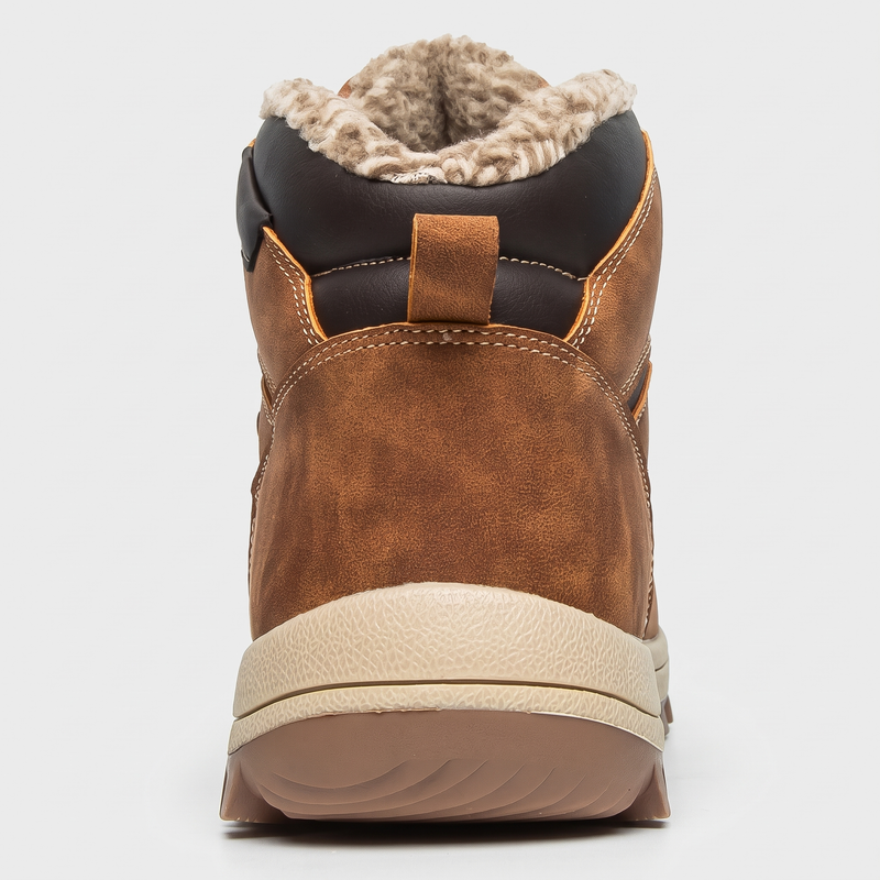 Men's Fur Lined Walking Boots with Chevron Lug Sole and Speed Hooks