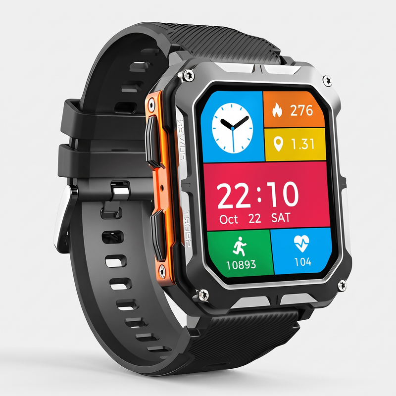Men's Rugged Smart Watch with Bluetooth Calls and Heart Rate Tracker