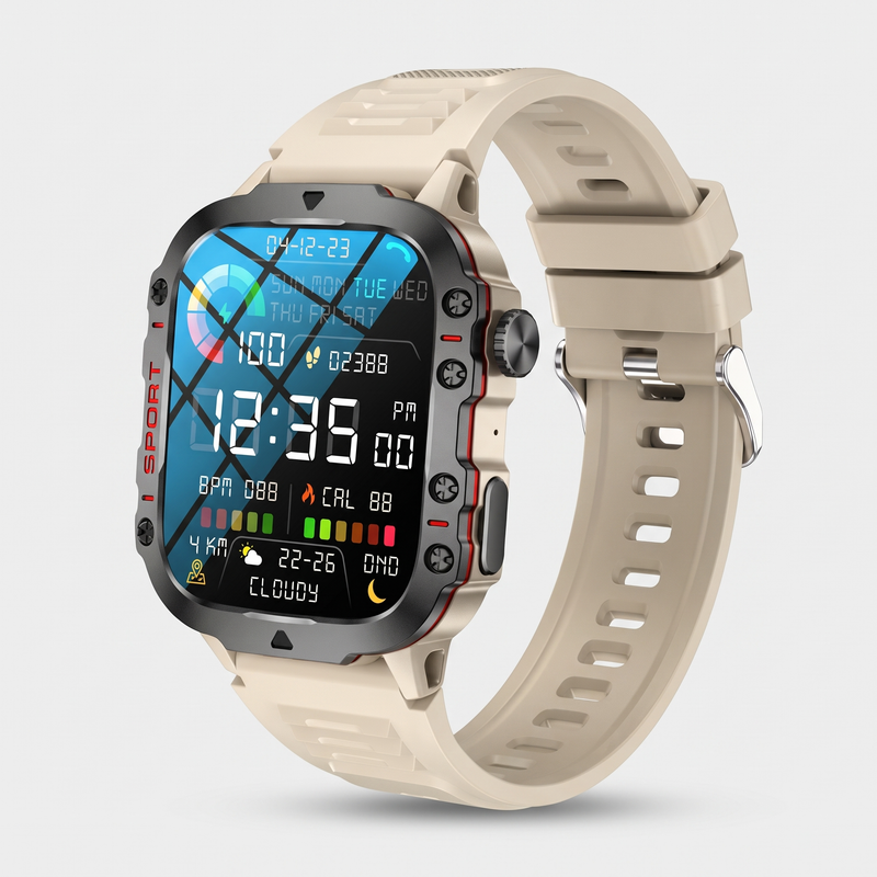 Men's Rugged Outdoor Smart Watch with Bluetooth Calling and Fitness Tracking