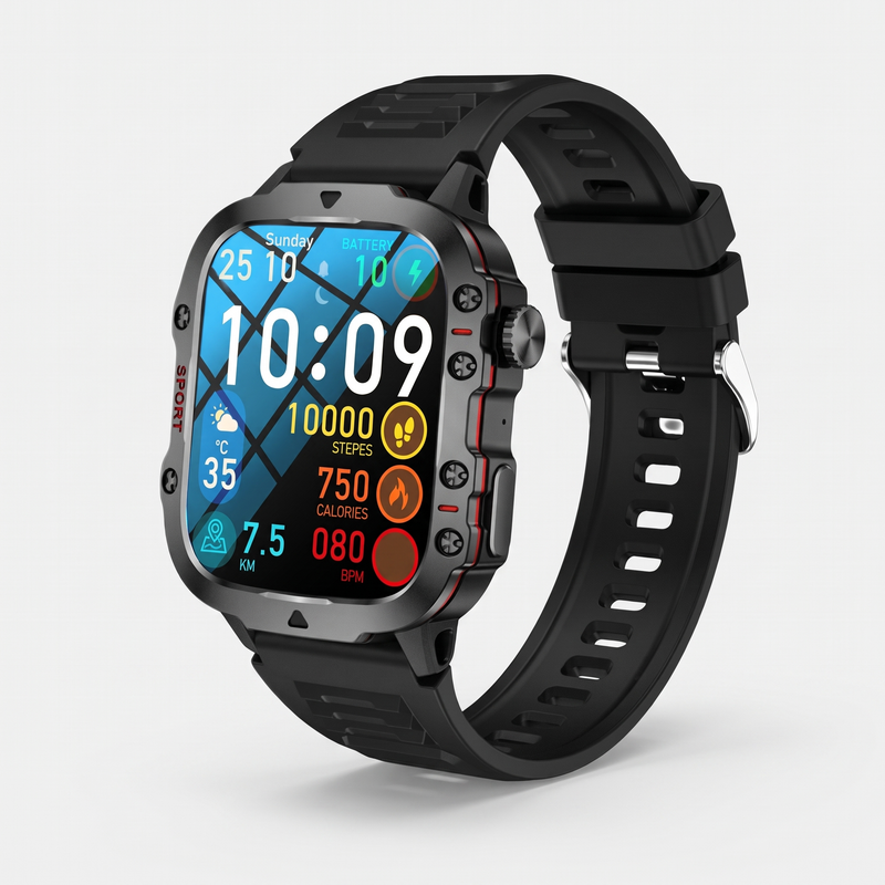 Men's Rugged Outdoor Smart Watch with Bluetooth Calling and Fitness Tracking