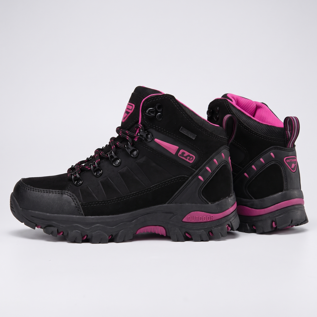 Women's Mid Cut Walking Boots with Rubber Toe Cap and Lug Sole