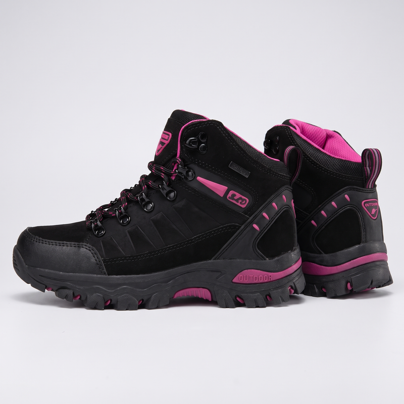 Women's Mid Cut Walking Boots with Rubber Toe Cap and Lug Sole