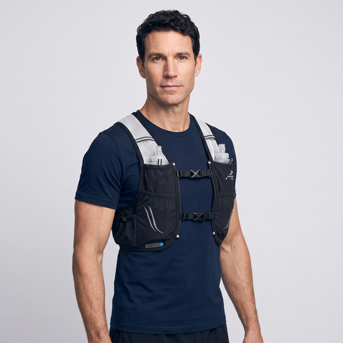 Men's Trail Running Vest with Soft Flasks and Reflective Details