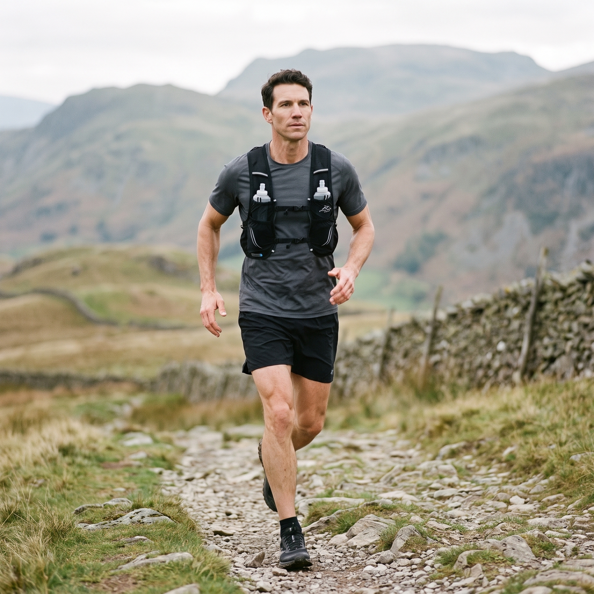 Men's Trail Running Vest with Soft Flasks and Reflective Details