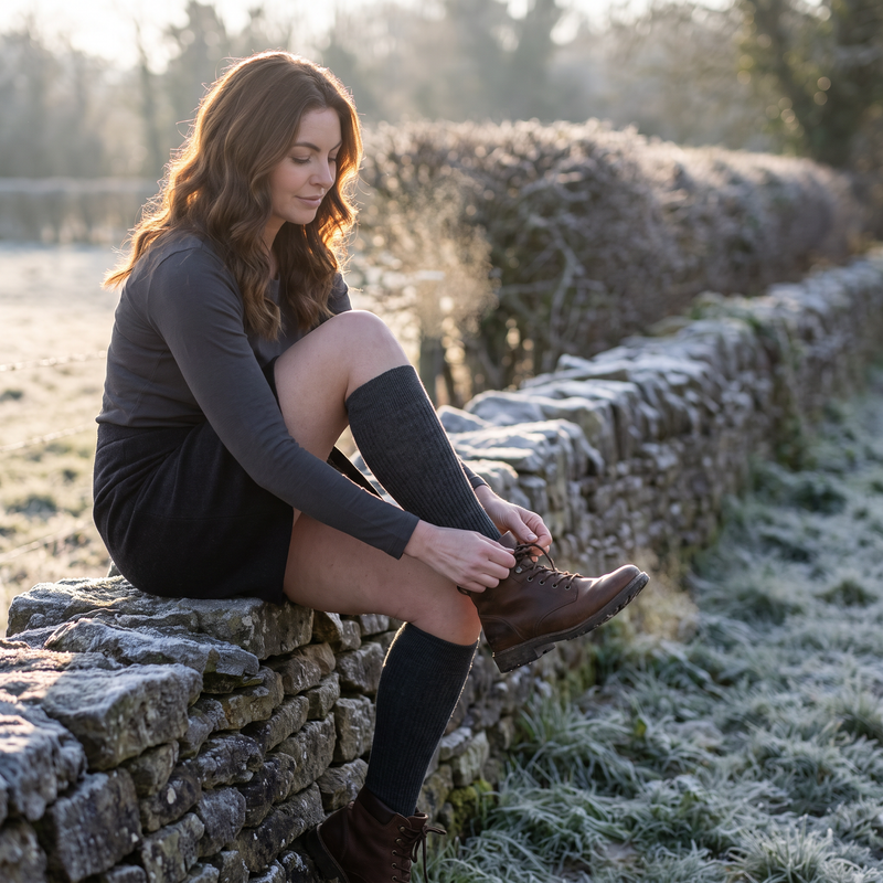 Unisex Merino Wool Knee High Boot Socks with Seamless Toe