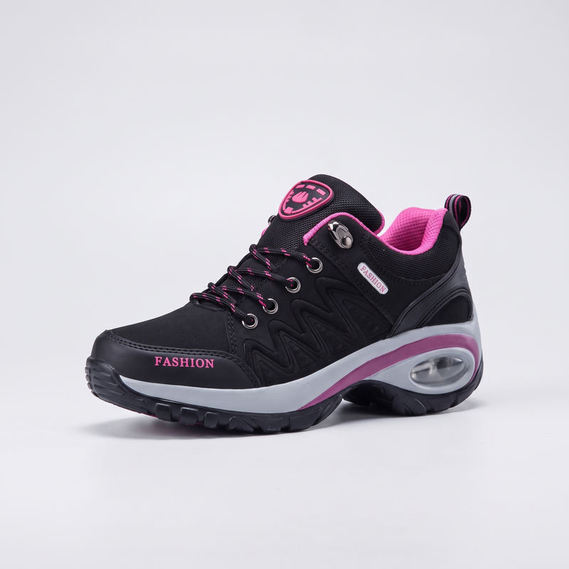 Women's Lace Up Walking Shoes with Air Cushion Heel and Lugged Outsole