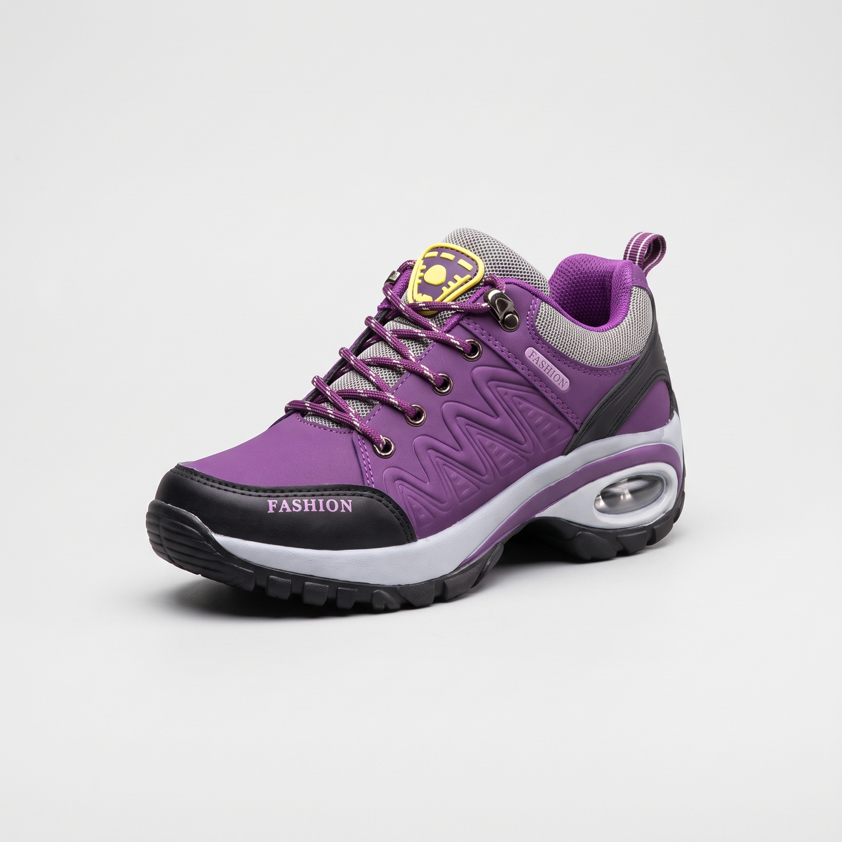Women's Lace Up Walking Shoes with Air Cushion Heel and Lugged Outsole