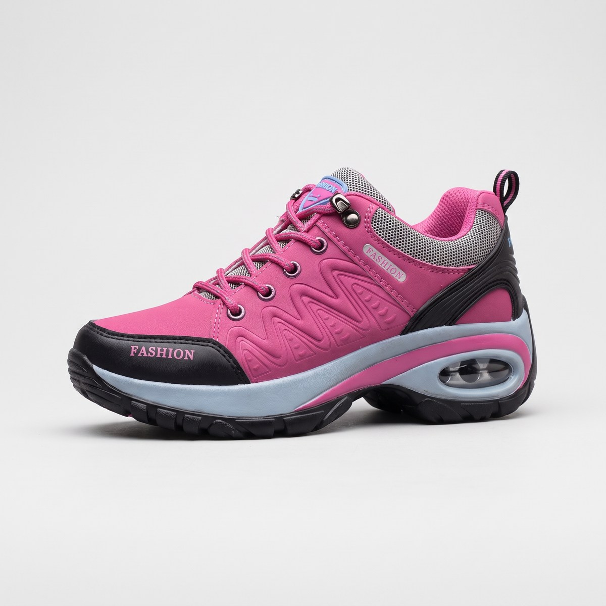 Women's Lace Up Walking Shoes with Air Cushion Heel and Lugged Outsole