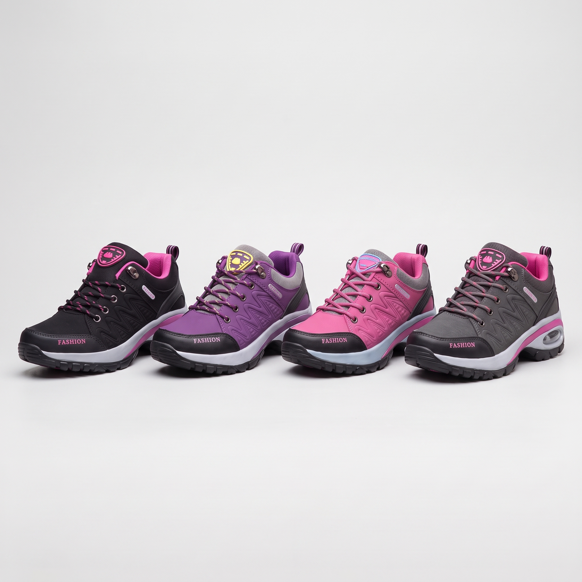 Women's Lace Up Walking Shoes with Air Cushion Heel and Lugged Outsole