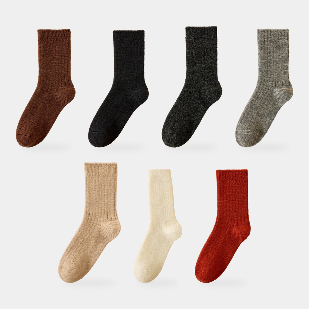 Men's Thick Wool Mid Calf Boot Socks with Ribbed Cuff